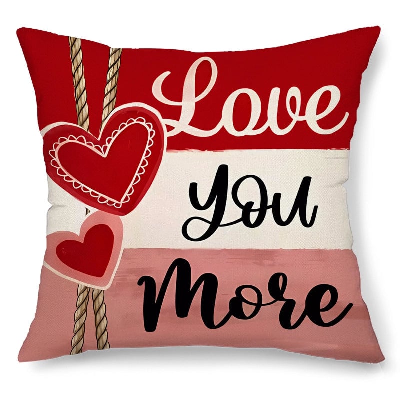 Valentine'S Day Elegant  Lady Letter Heart Shape Linen Pillow Cases Couch & Sofa Decor
