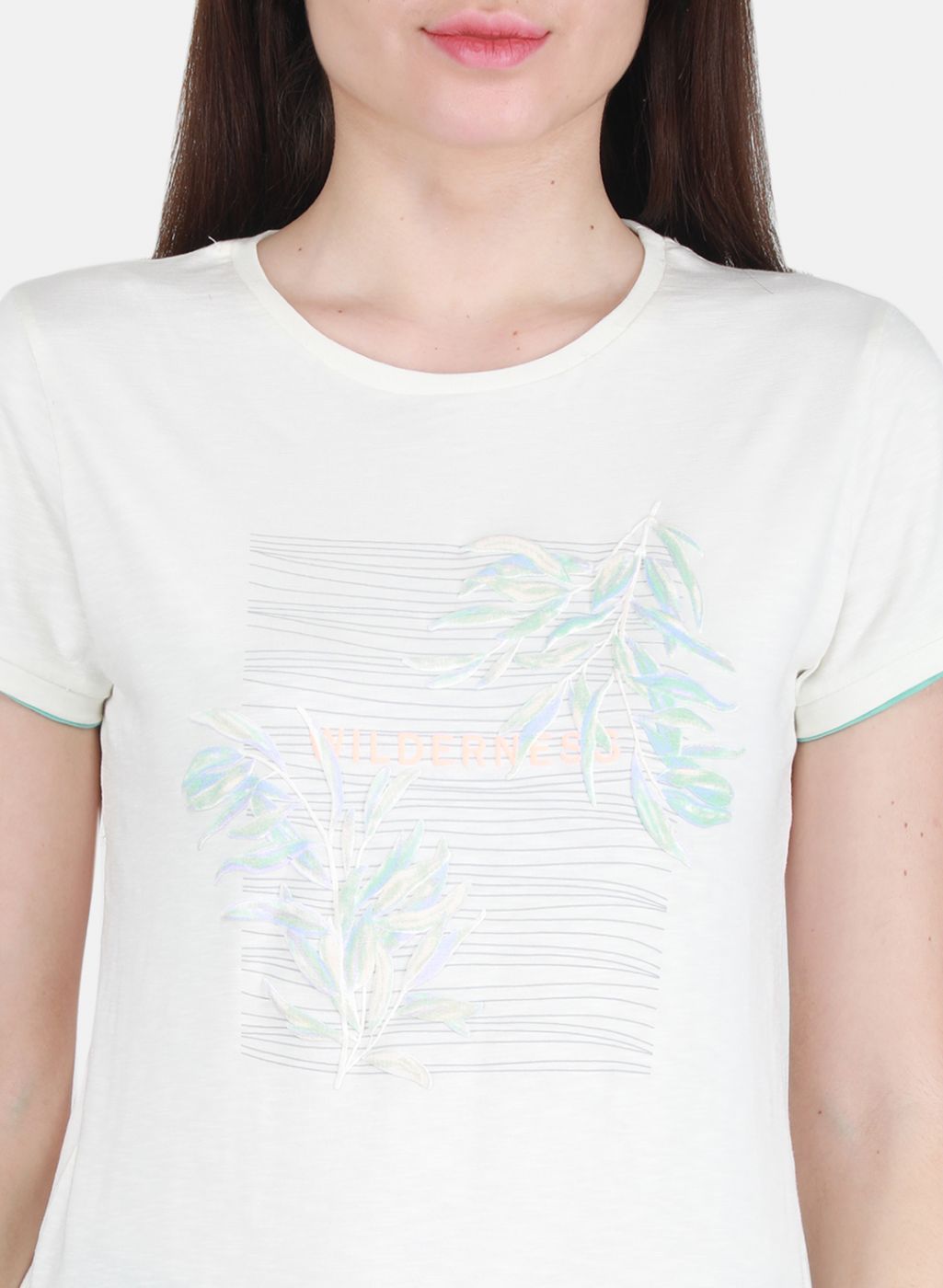 Women Off White Printed Top