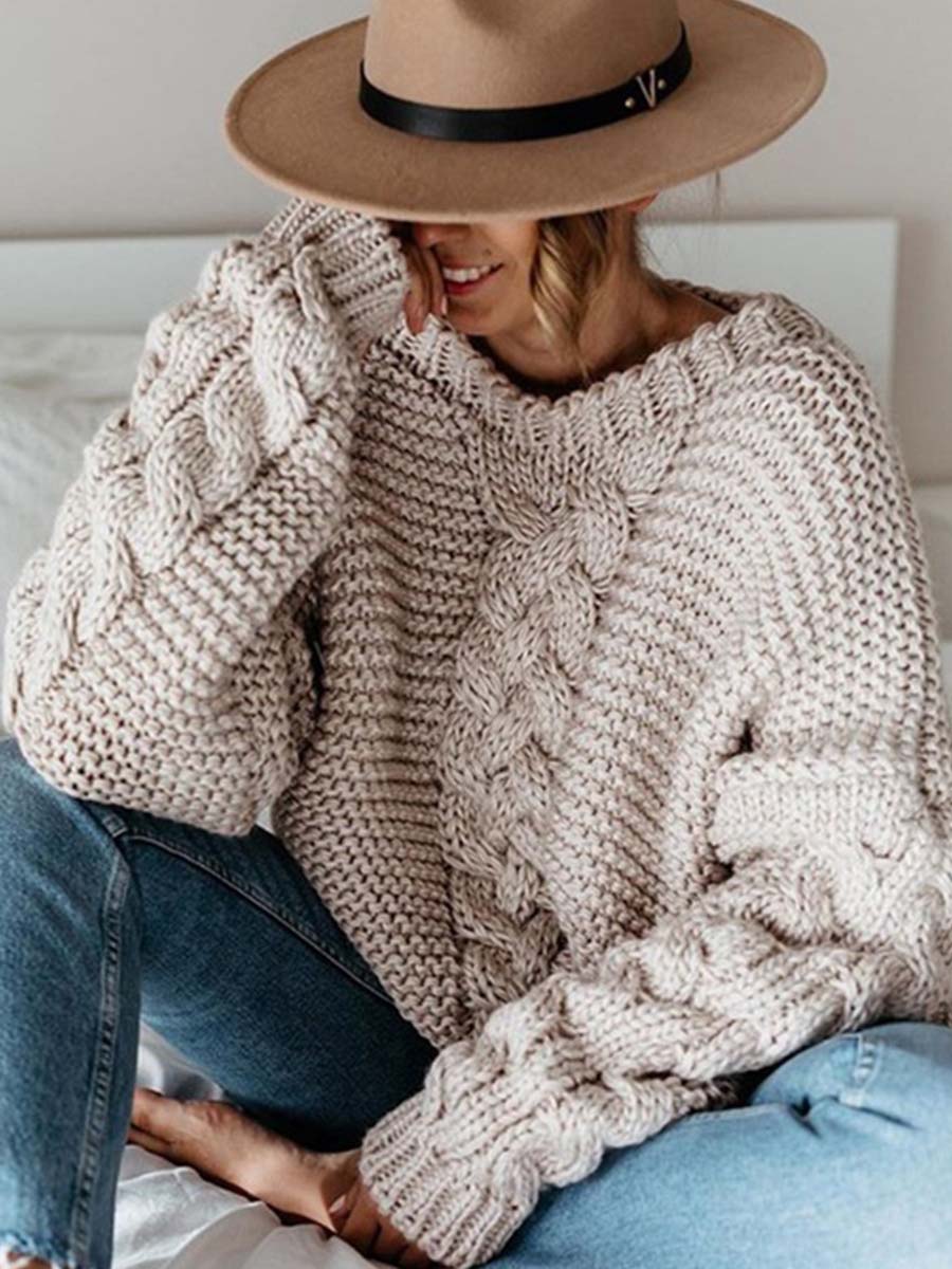 Solid Color Knitted Sweater