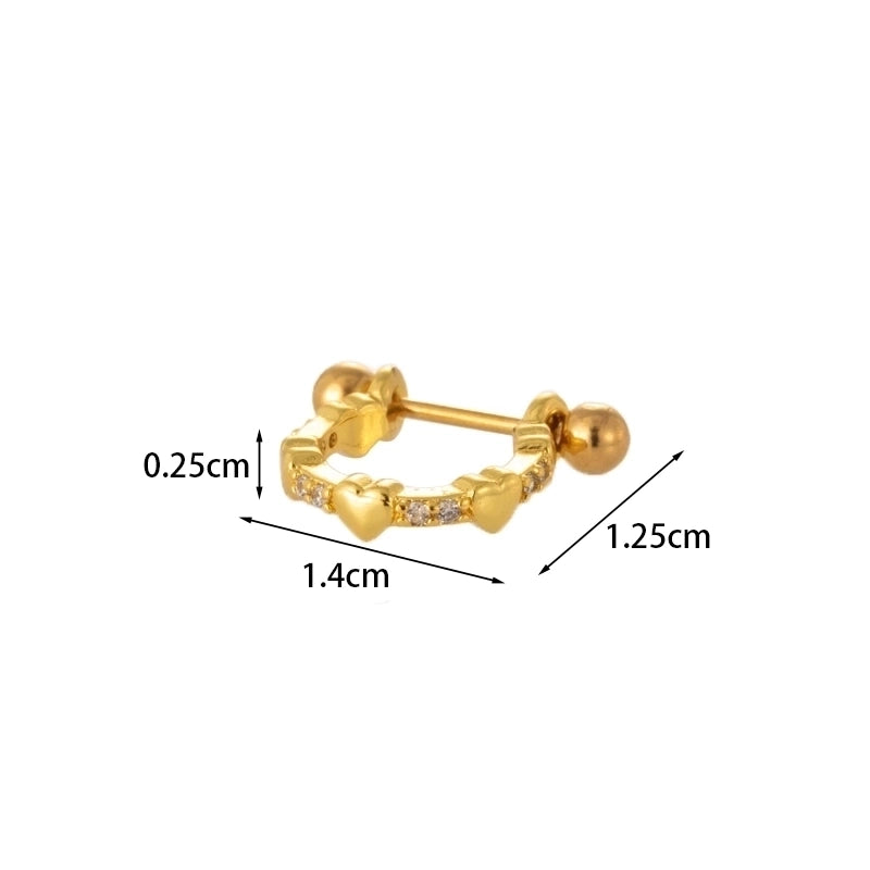 Ear Cartilage Rings & Studs Fashion Crown Copper Plating Artificial Gemstones