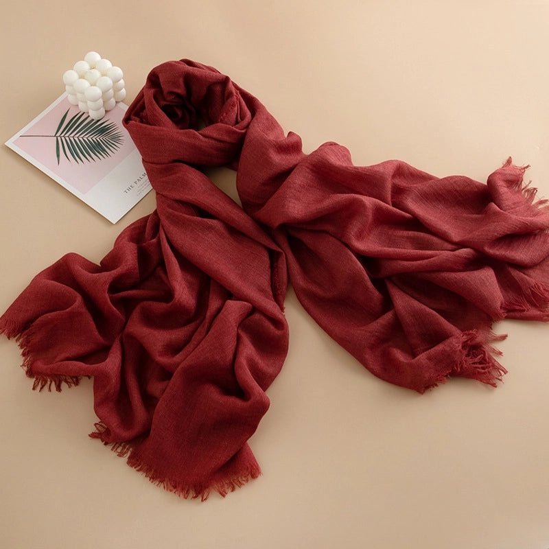 Spring And Summer New Solid Color Thin Scarf High Sense Female All-Matching Long Air Conditioning Shawl Sunscreen Scarf Scarf