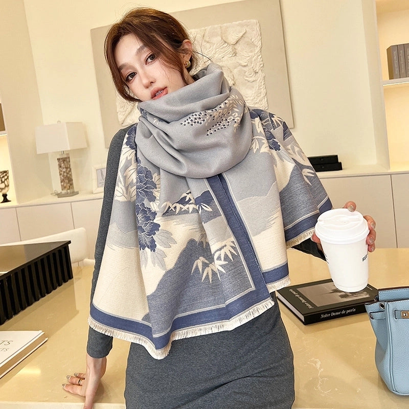 Women's Minimalist Classic Style Flower Polyester Scarf