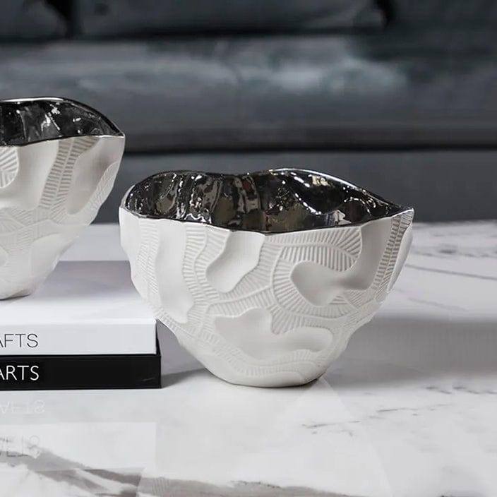 Petra Textured Bowl - White Silver