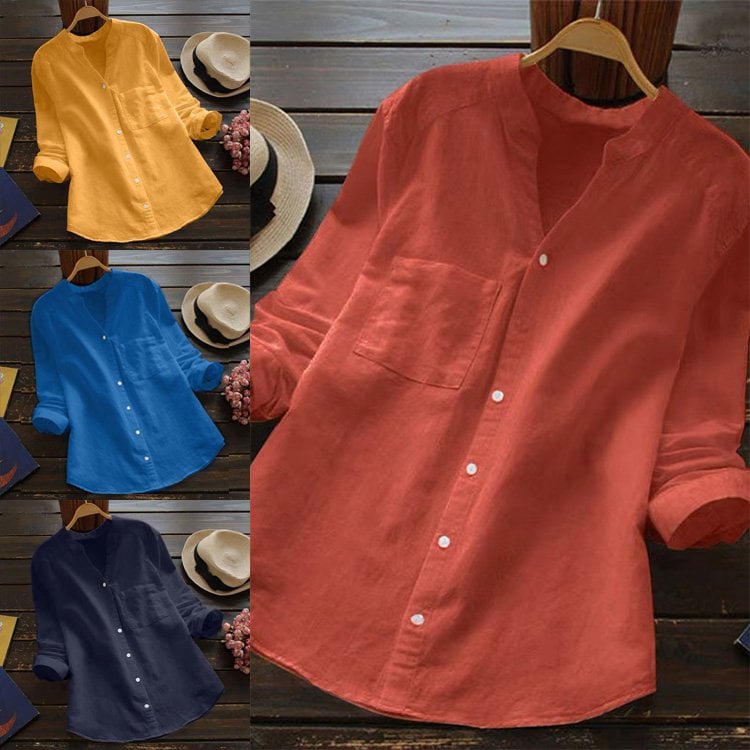 Linen Cotton Casual Loose Shirt-Buy 3 Free Shipping and Get 8% OFF