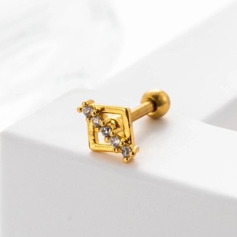 Ear Cartilage Rings & Studs Geometric 316L Stainless Steel  Copper Inlaid Zircon