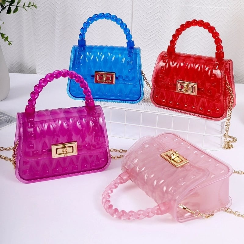 Women's Small PVC Solid Color Streetwear Square Lock Clasp Crossbody Bag