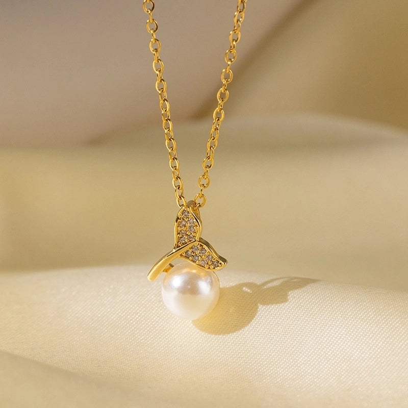 Sweet Minimalist Star Heart Shape Bow Knot Titanium Steel Zircon Plating Inlay Pendant Necklace