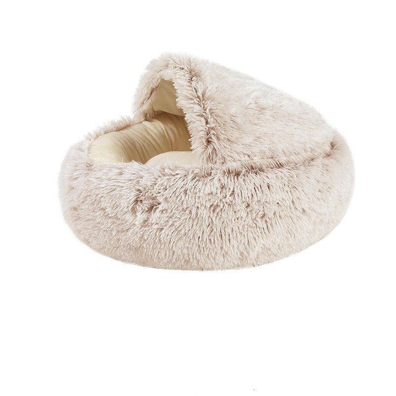 Fluffy Hooded Pet Bed