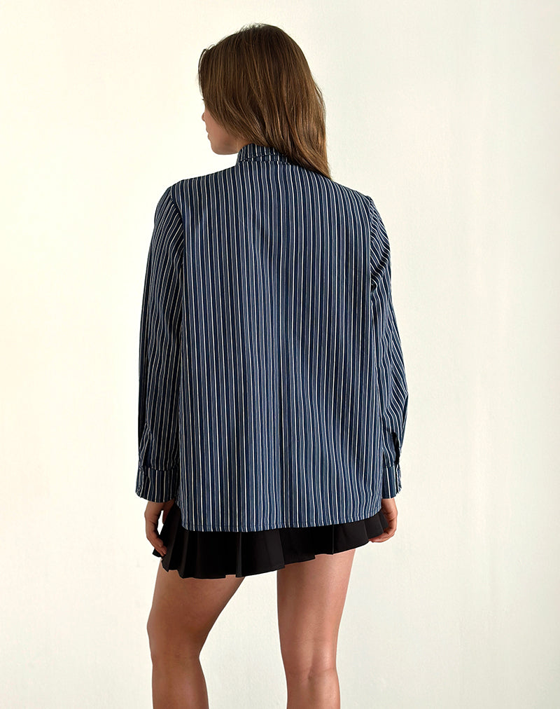 Turner Shirt in Dark Blue Indigo Stripe