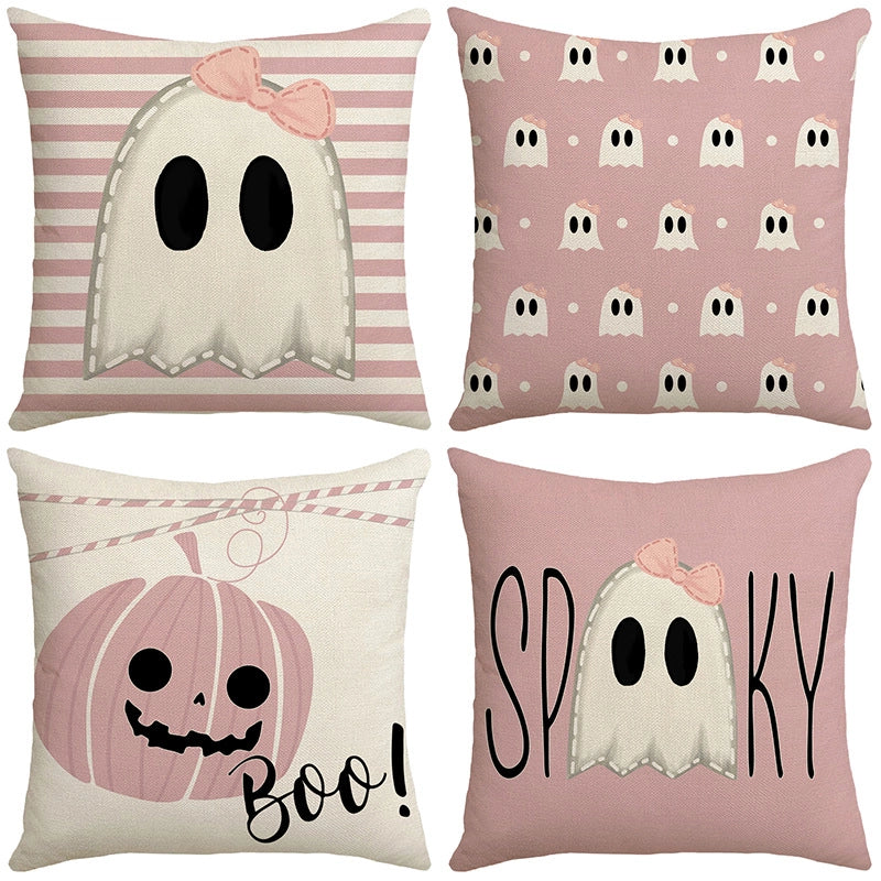 Halloween  Pumpkin Letter Ghost Linen Pillow Cases Couch & Sofa Decor