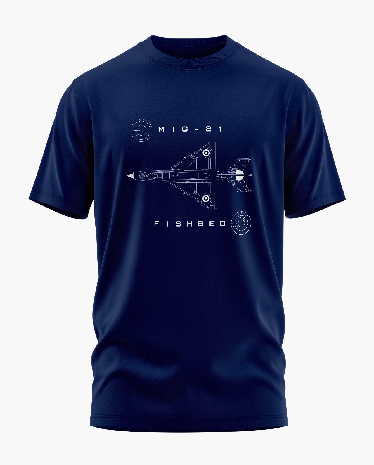 MiG 21 Fishbed Blueprint T-Shirt