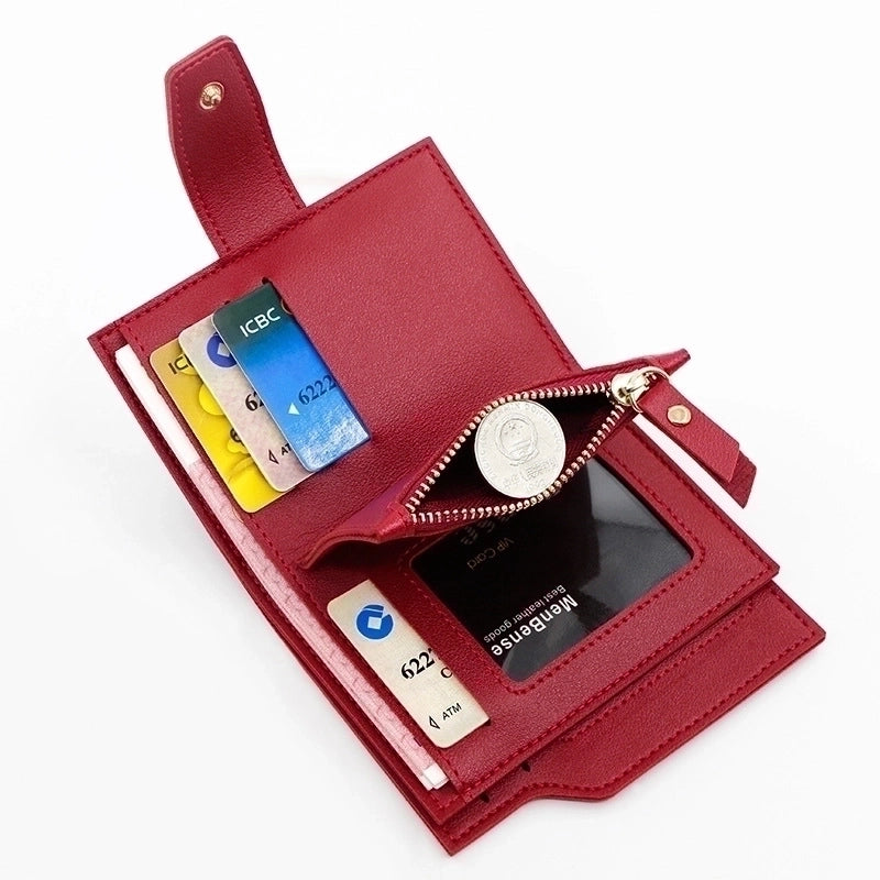 Women's Solid Color Pu Leather Zipper Buckle Wallets