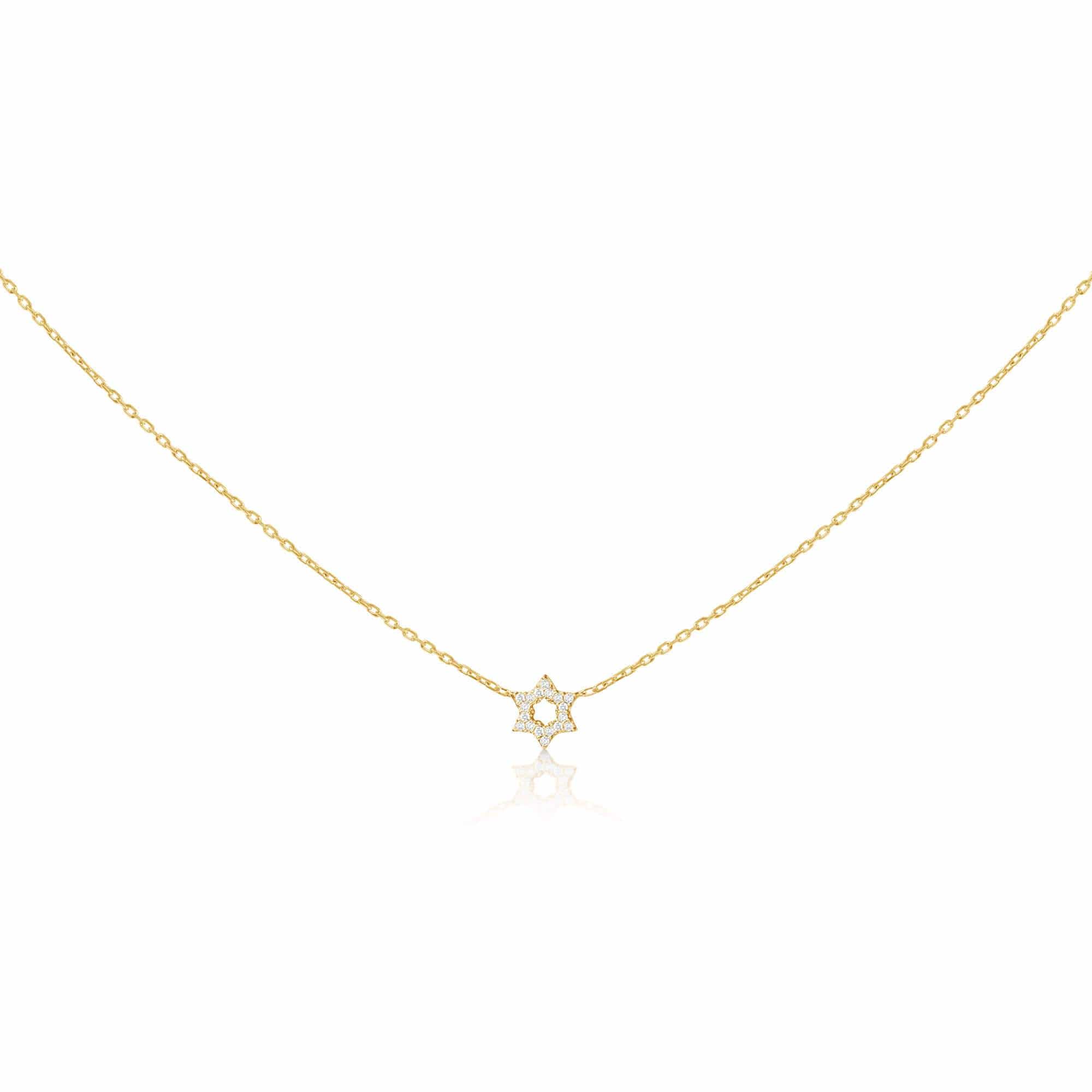 Diamond Pendant with Jewish Star of David in 14k Yellow Gold. White Gold or Rose Gold