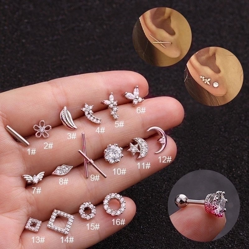 Ear Cartilage Rings & Studs Geometric Copper