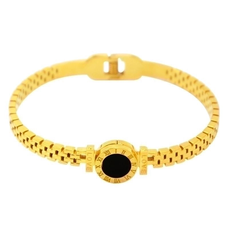 Minimalist Round Titanium Steel Plating Bangle 1 Piece