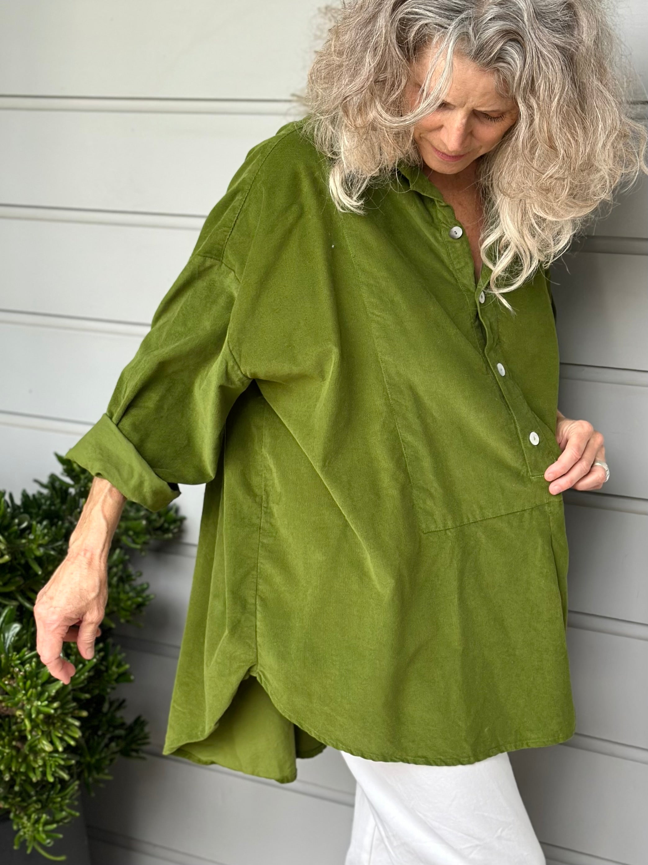 megan shirt - olive cord