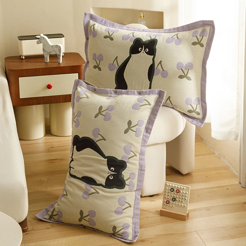 Cute Animal Letter Lattice Cotton Pillow Cases Couch & Sofa Decor