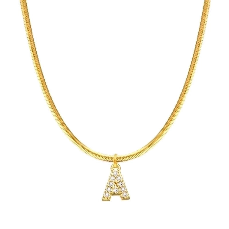 304 Stainless Steel Copper Retro Classic Style Inlay Letter Zircon Pendant Necklace