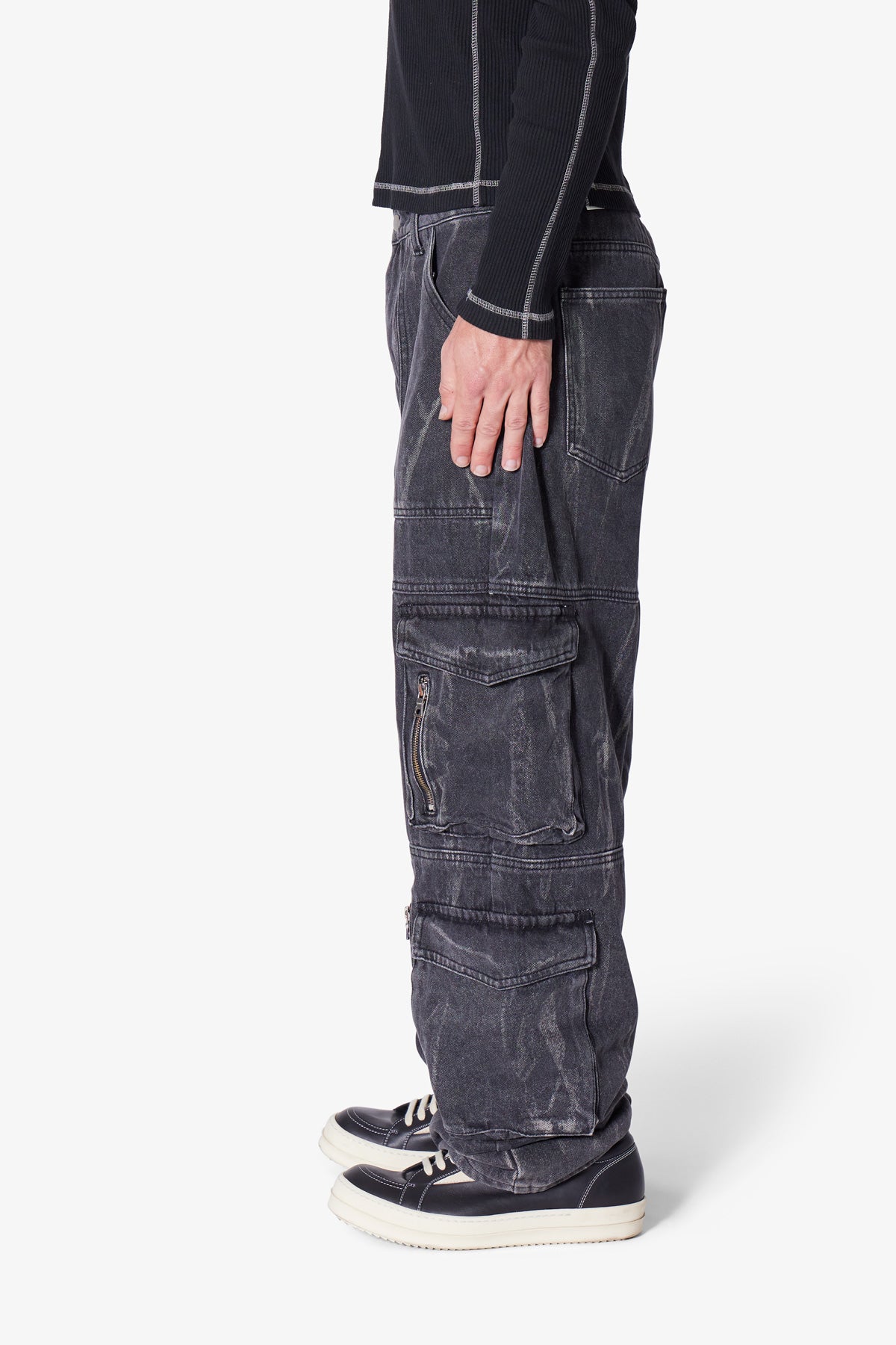 Ultra Baggy Asphalt Cargo Denim - Washed Black