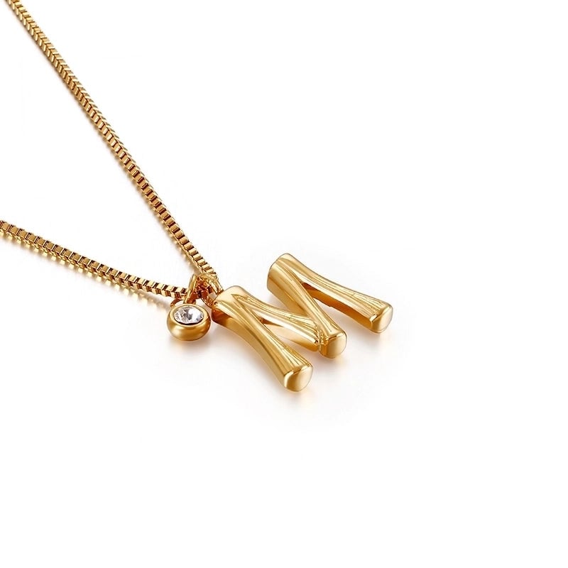 Titanium Steel 18K Gold Plated Minimalist Commute Patchwork Letter Necklace