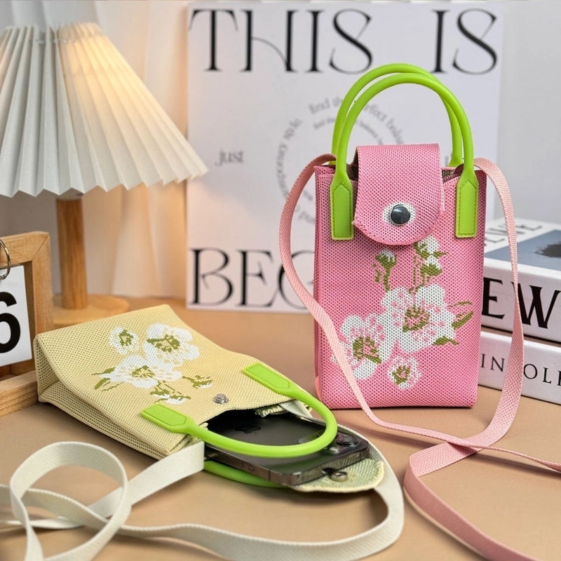 Women's Mini Polyester Floral Streetwear Square Magnetic Buckle Crossbody Bag