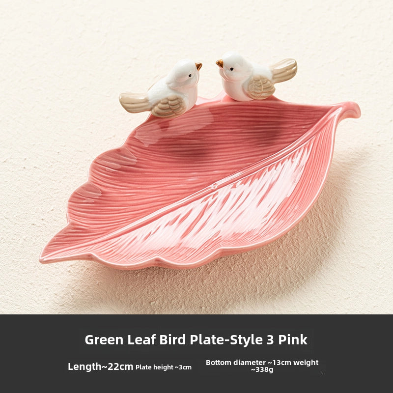 Bird Dim & Sum Plate Ceramic Jewelry Storage Plate Creative Cute Storage Rack Soap Dish Light Luxury High-end Plate