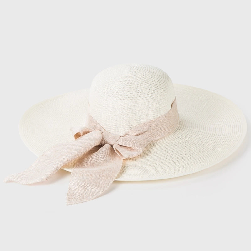 Large-edge Bow-knot Edging Straw Sunscreen Hat