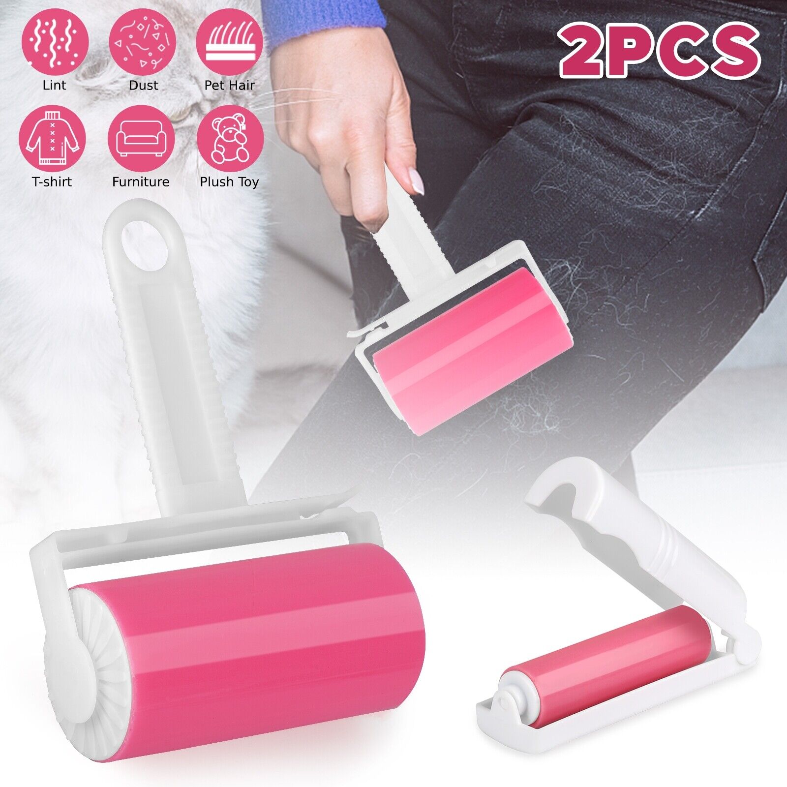 (2 Pc) Sticky Master Lint Roller It's Tapeless. Washable. and Reusable for Lint Remove