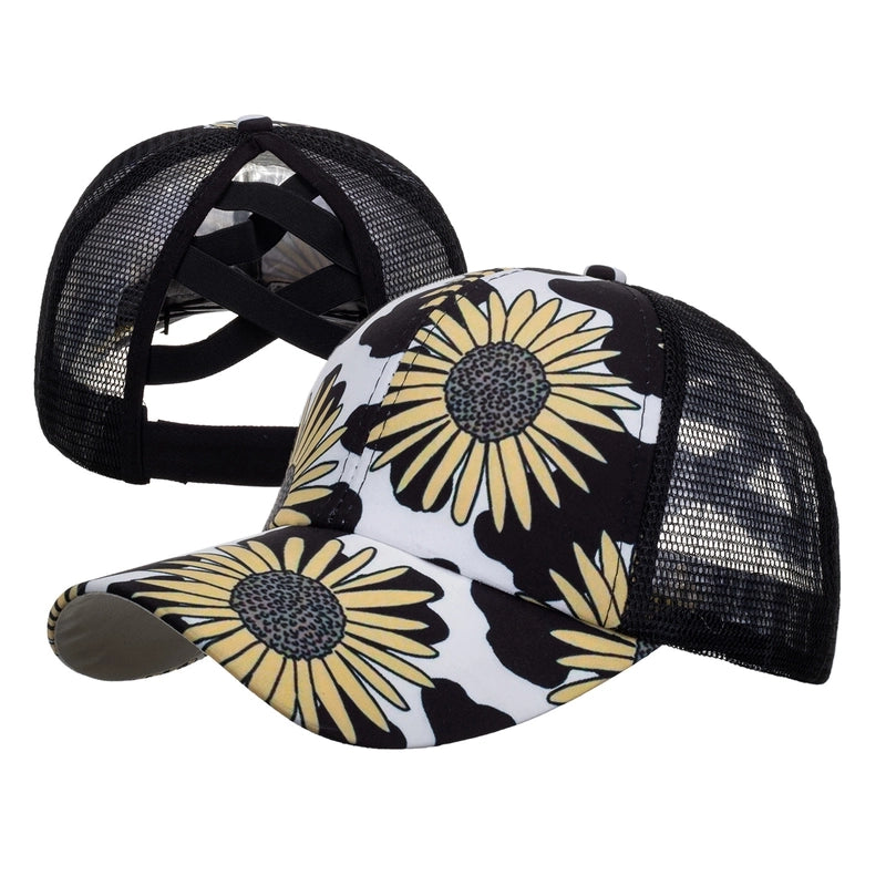 Women's Fashion Color Block Flower Leopard Baseball Cap