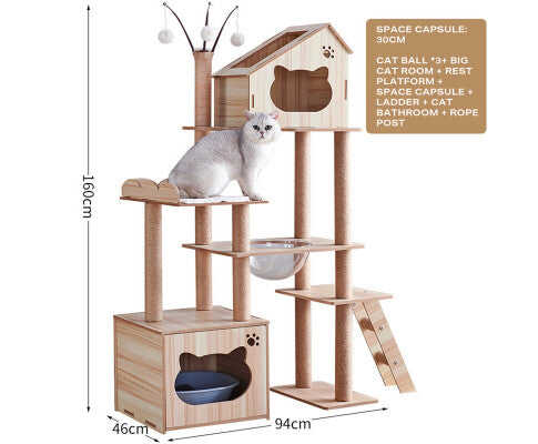 160cm Cat Scratching Tower with Toys