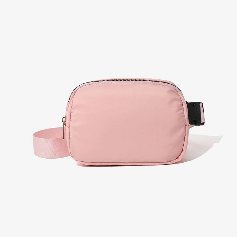 Unisex Sports Solid Color Pu Leather Waist Bags