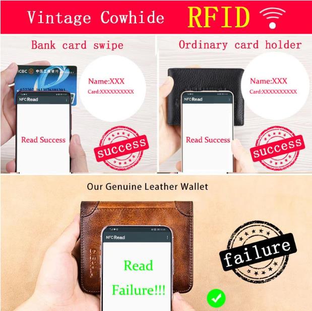 Multifunctionele RFID-blokkerende waterdichte duurzame leren portemonnee