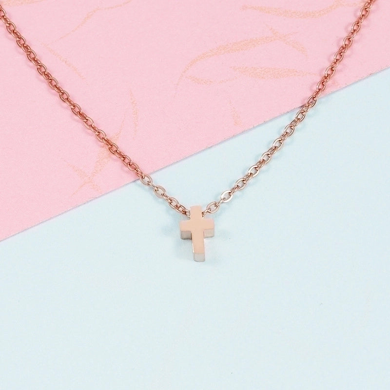 Stainless Steel 18K Gold Plated Basic Classic Style Plating Cross None Pendant Necklace