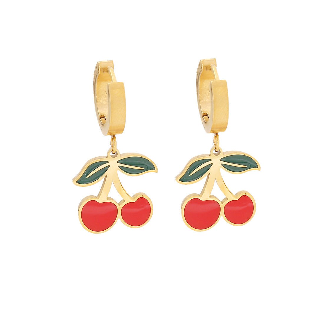 Cute Cherry Pendant Necklace Fashion Stainless Steel Double Chain