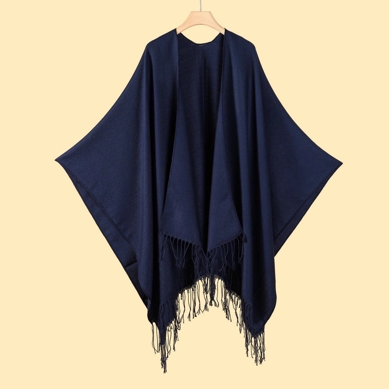 Women's Streetwear Color Block Solid Color Polyester Tassel Shawl