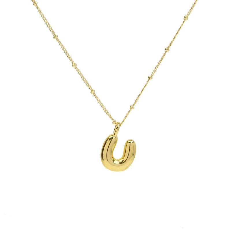 Copper Brass Minimalist Letter Pendant Necklace