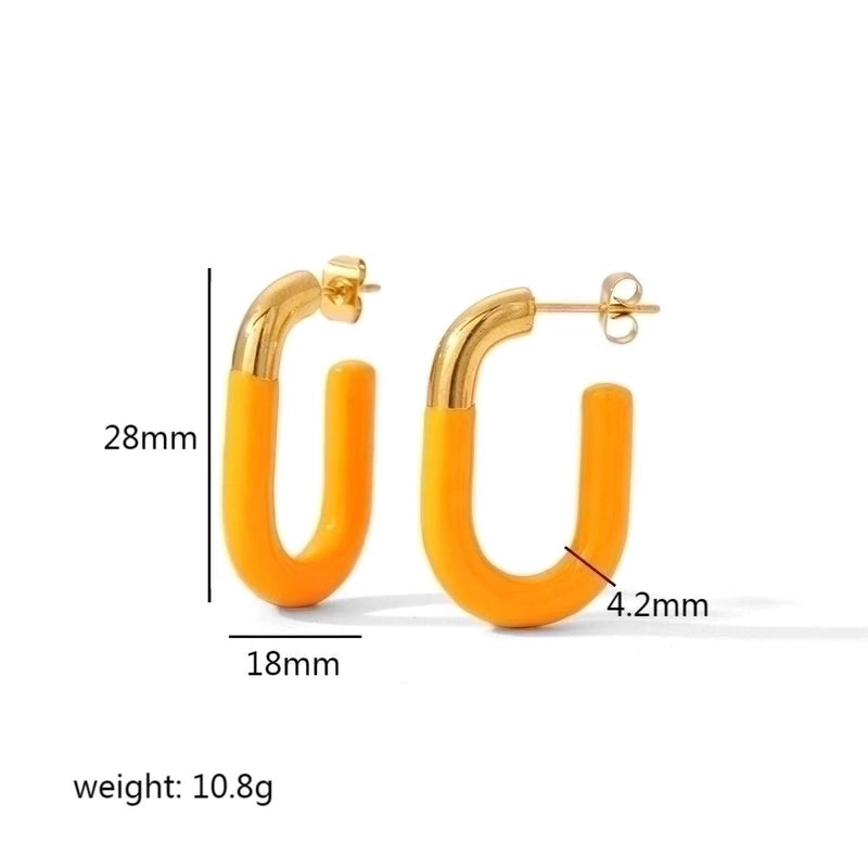 1 Pair Minimalist U Shape Polishing Plating 304 Stainless Steel 18K Gold Plated Hoop Earrings