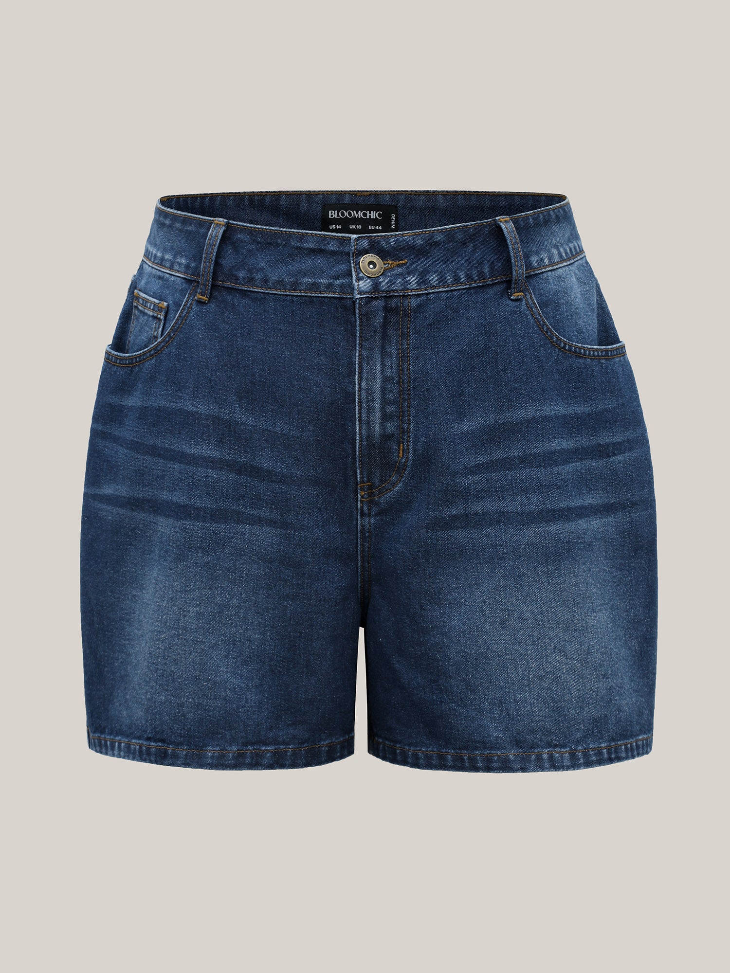 Faded Wash Straight-Leg Denim Shorts