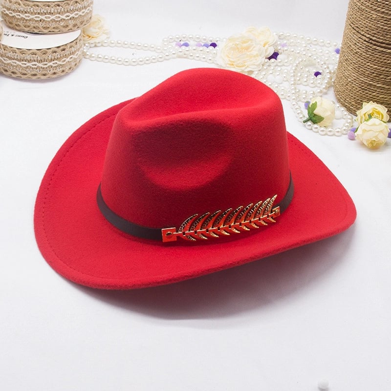 New Ethnic Style Tibetan Western Cowboy Hat Topper Hat Autumn And Winter Men's And Women's Felt Hat Edge Jazz Hat Fashion