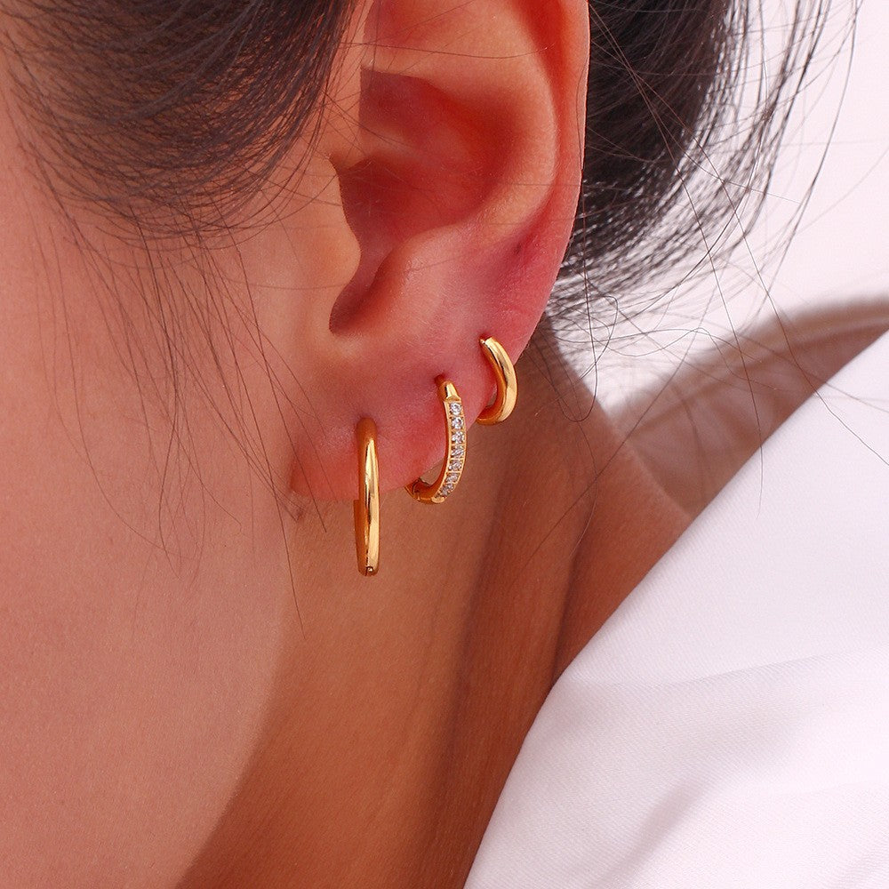 Fashion Circle Geometric Stainless Steel 18K Gold Plated Earrings