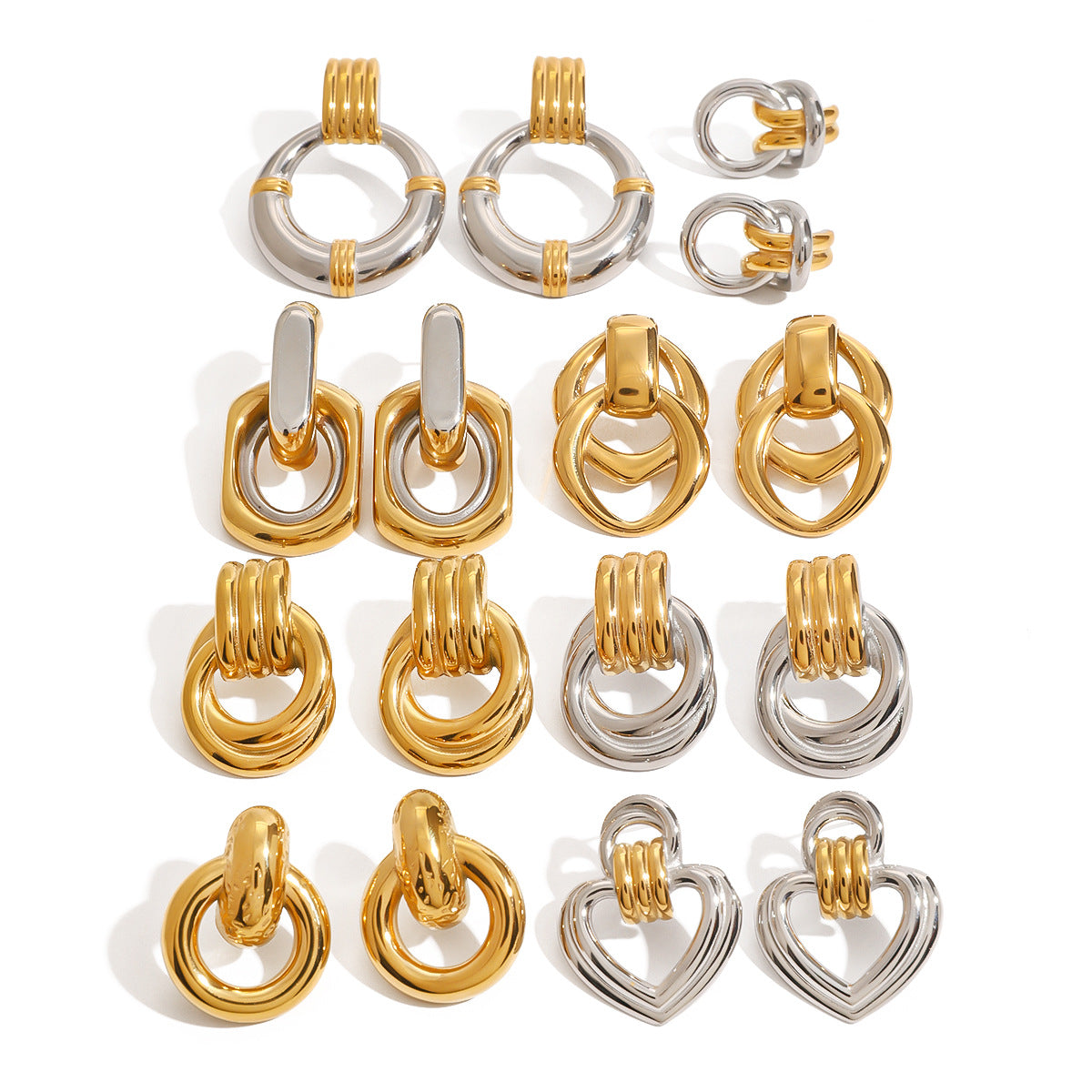 Jie Ding Color Matching Stainless Steel Hoop Earrings Niche Earrings Titanium Steel Earrings Earrings