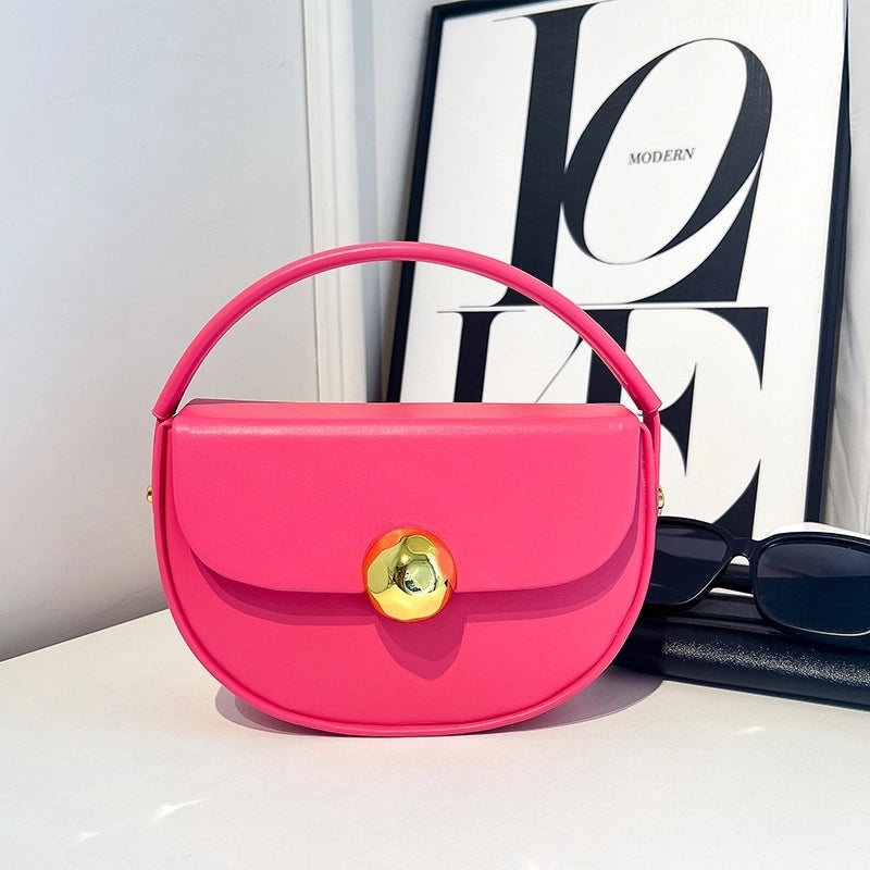 Women's Medium Pu Leather Solid Color Streetwear Flip Cover Underarm Bag