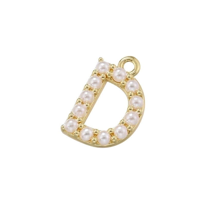 Casual Elegant Minimalist Letter Copper Plating Inlay Artificial Pearls 18k Gold Plated Charms