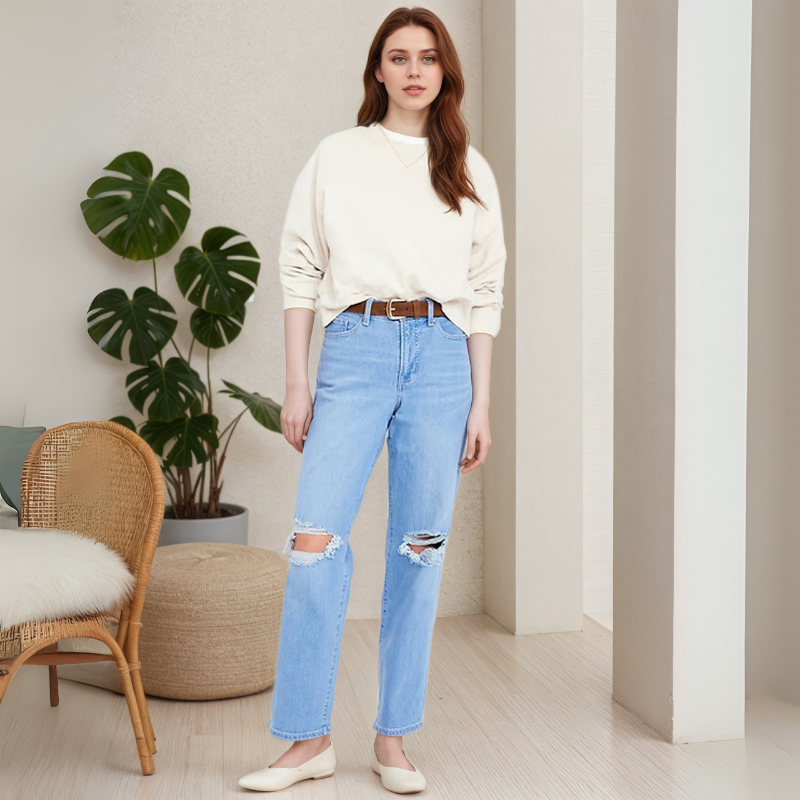 High-Waisted Loose Jeans For Women