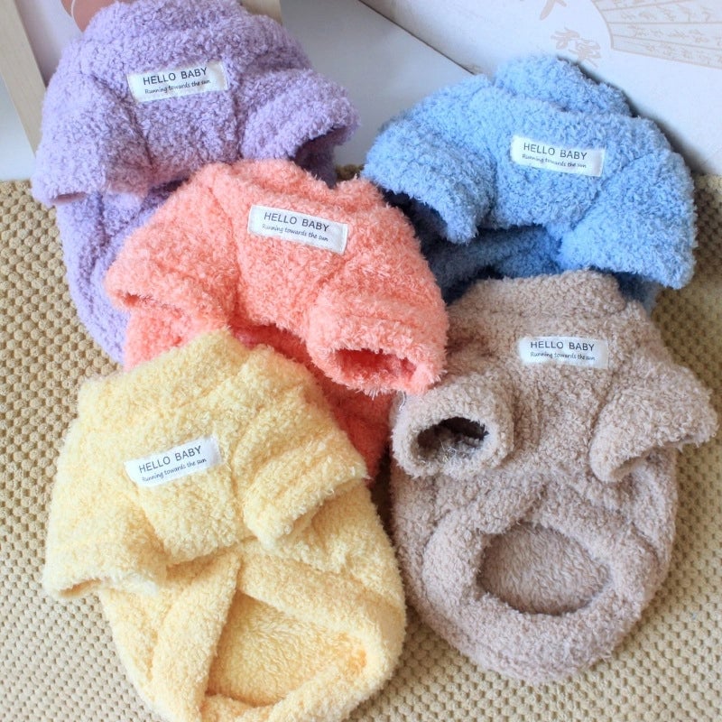 Casual Coral Fleece Solid Color Pet Clothing