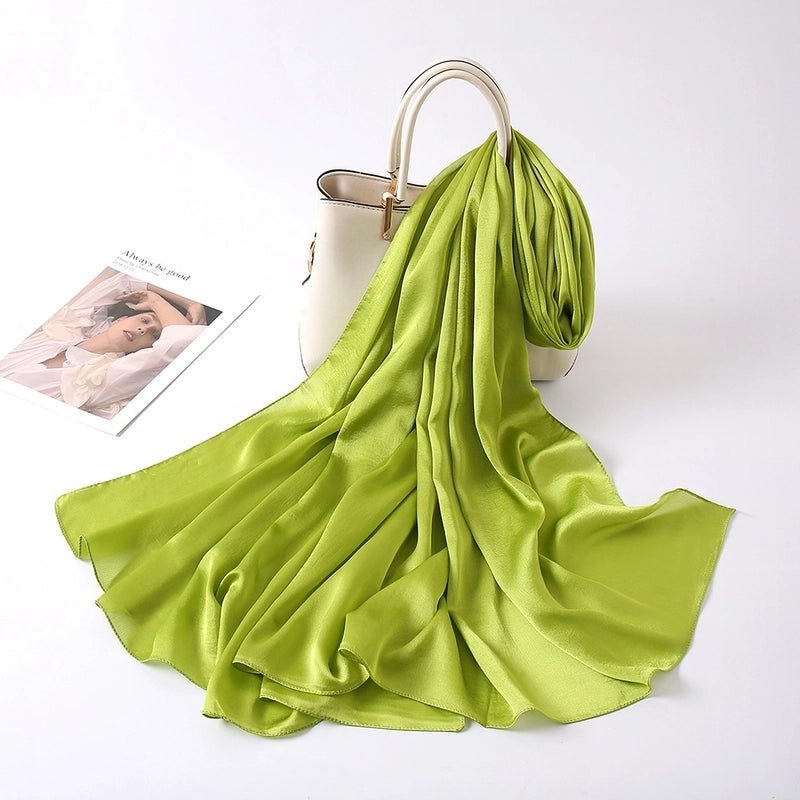 Women's Lady Fashion Minimalist Solid Color Satin Silk Scarves
