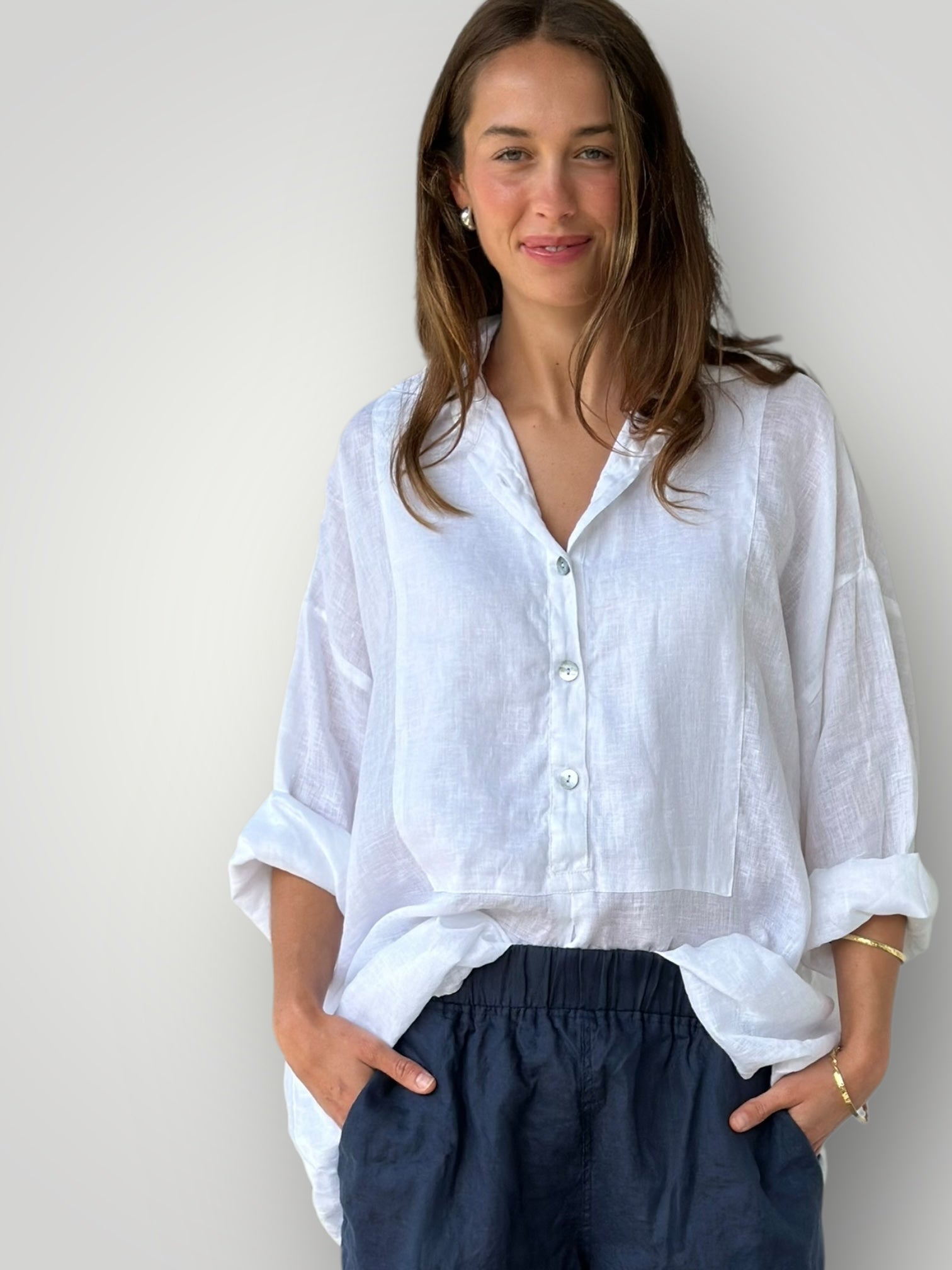 megan shirt-white linen