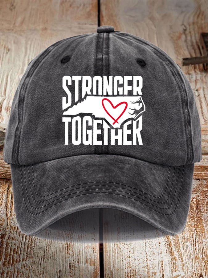 Unisex Distressed Washed Cotton Stronger Together Hat