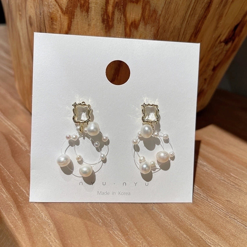 1 Pair Fashion Star Flower Imitation Pearl Alloy Inlay Rhinestones Women's Earrings