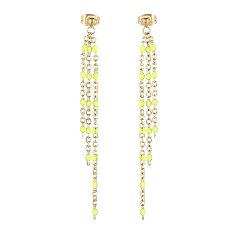 1 Pair Modern Style Tassel Plating Chain Stainless Steel 18K Gold Plated Drop Earrings